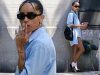 Zoe Kravitz shows off knockout legs in tiny shorts as she enjoys NYC smoke break