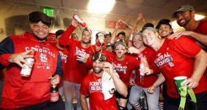 Locker room reaction after Cardinals NL Central division clinching win