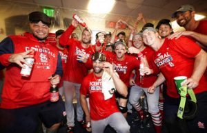 Locker room reaction after Cardinals NL Central division clinching win