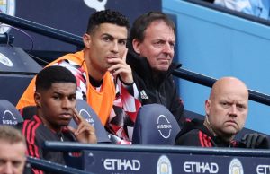 Watch Man Utd’s Cristiano Ronaldo ‘show respect’ by not stepping on Man City badge… but fan gives savage response