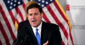 GOP Gov. Ducey welcomes Democrat Hobbs despite Lake’s refusal to concede