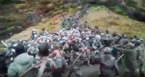 Indian and Chinese troops fight with sticks and bricks in video