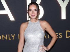 Natalie Mariduena Shimmers in a Silver Halter Dress on the Red Carpet