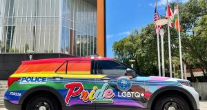 Op-Ed: Huh? Miami Cops Drive Clownish Rainbow-Colored LGBTQ Cruiser While on Duty