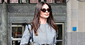 Emily Ratajkowski Flaunts an Ab-Baring Cropped Blazer and Matching Mini Skirt